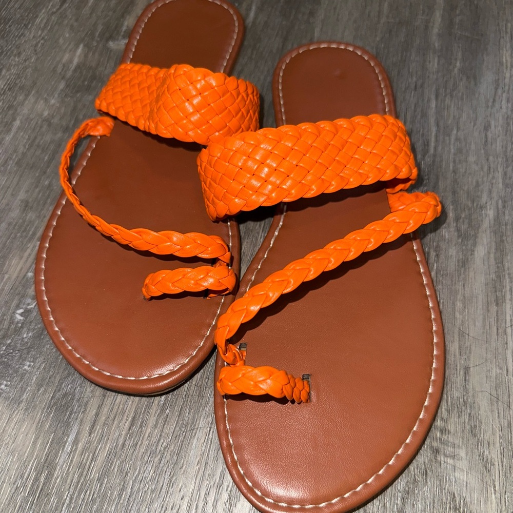 Orange Braided Sandals